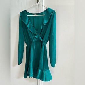 Express Cocktail Ruffle Green Dress